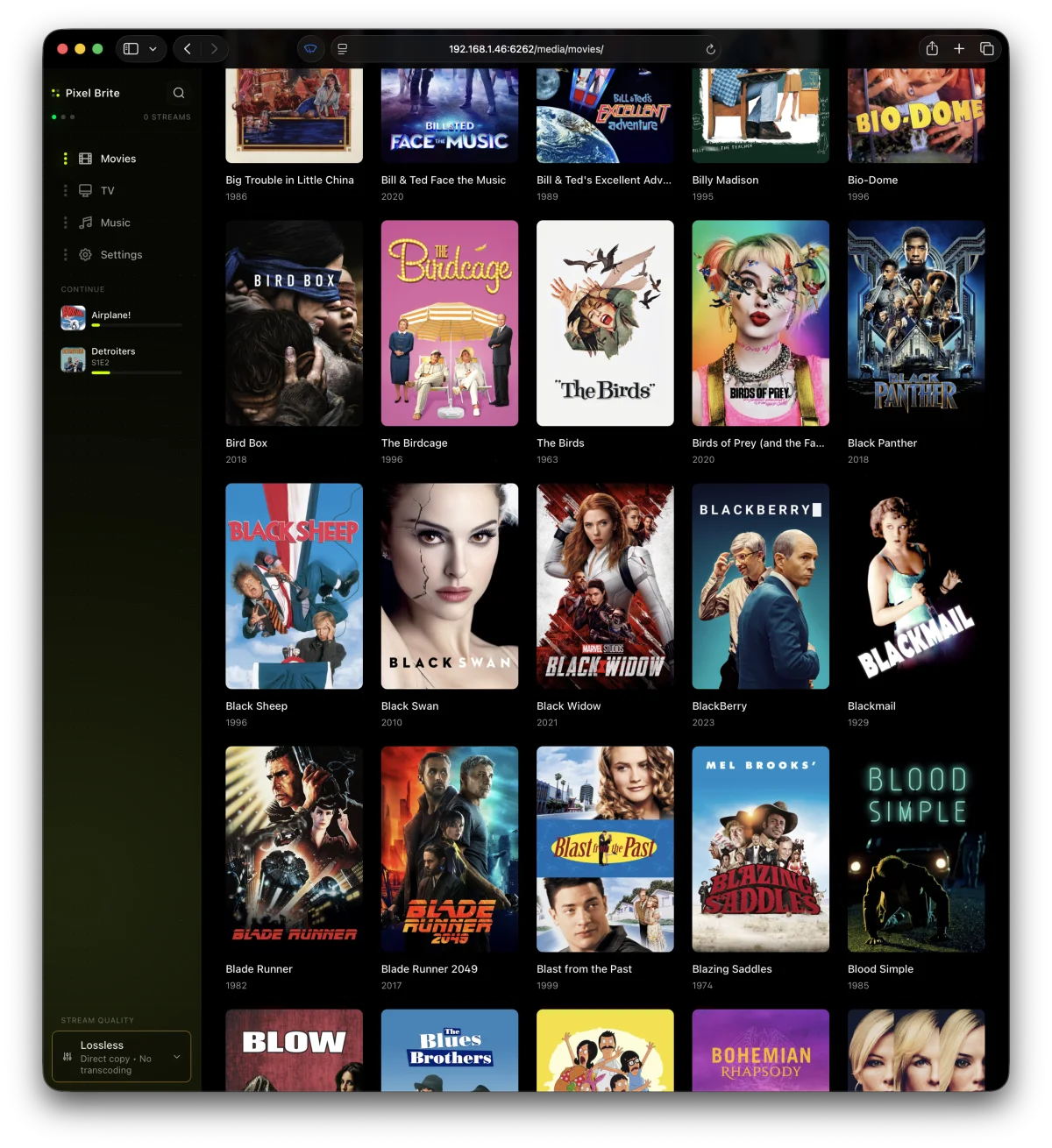 Pixel Brite library browsing on iPhone